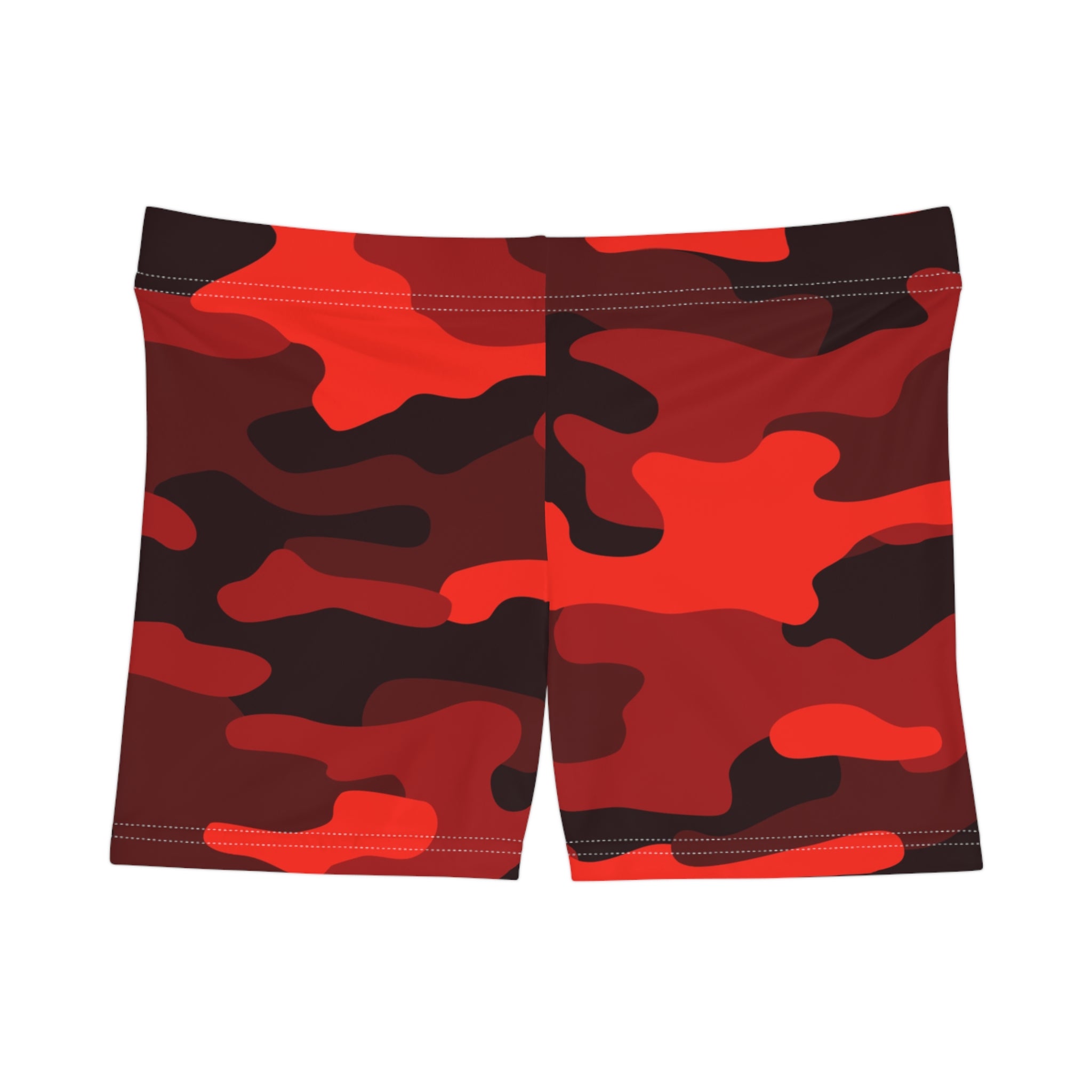 Women's Camo Shorts | Tight Fit | Scarlet Red & Black style Camo Colors