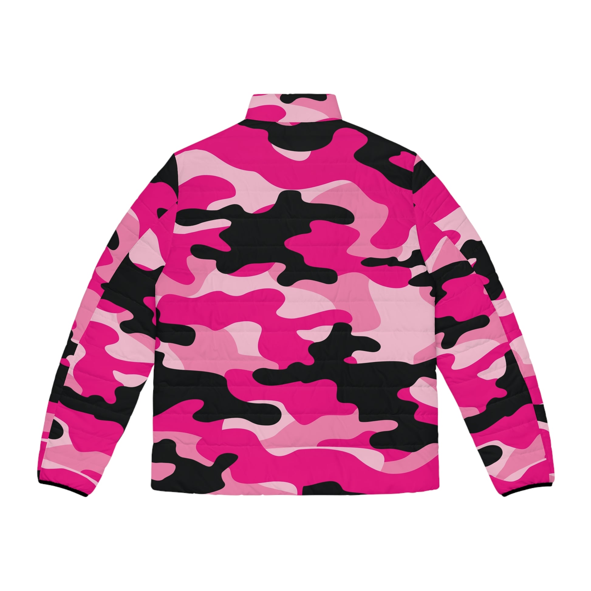 Camo Puffer Jacket For Men | Pink Candy, Black, & Cerise Camo Colors