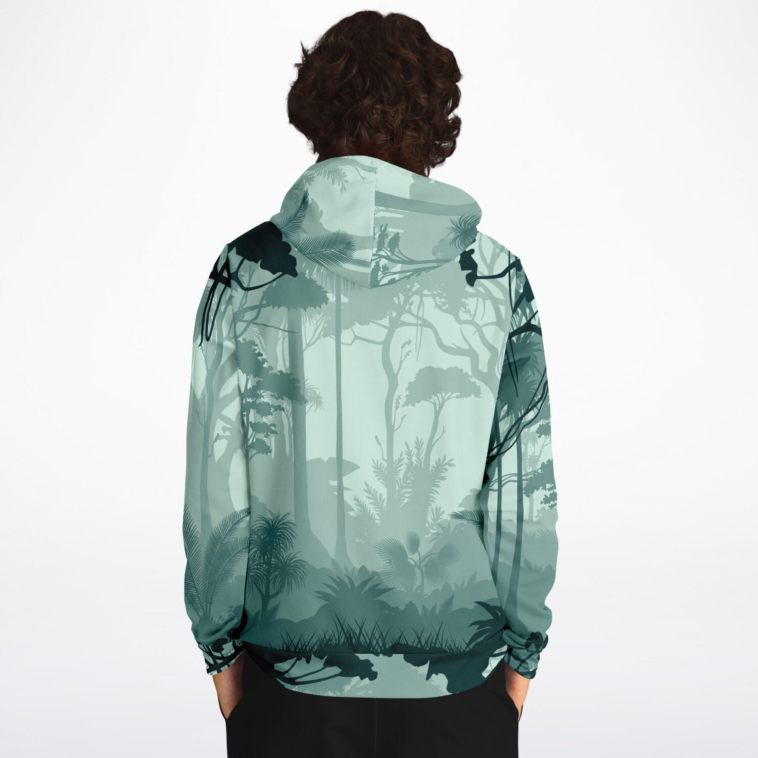 Dark Forest Print Hoodie | Tropical Rainforest Background | camo colors