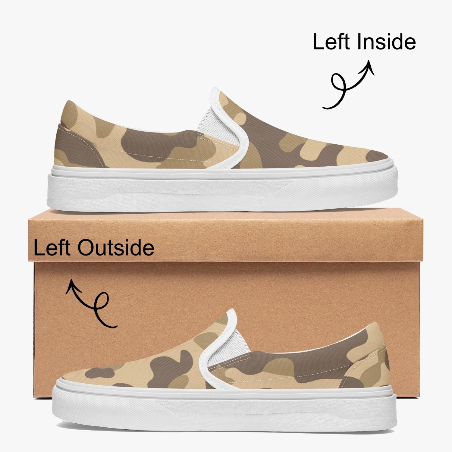 Camo Slip-On Shoes | Khaki Camouflage Camo Colors