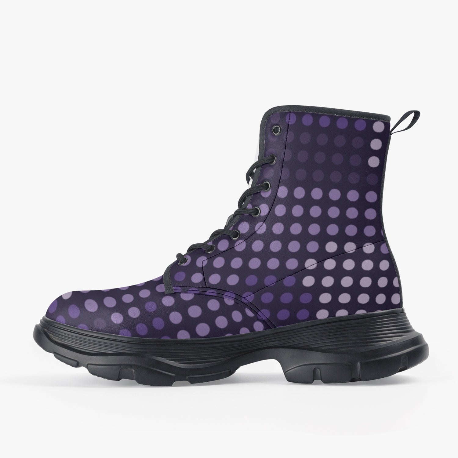 Chunky Boots | Leather in Blue LED Camouflage Camo Colors