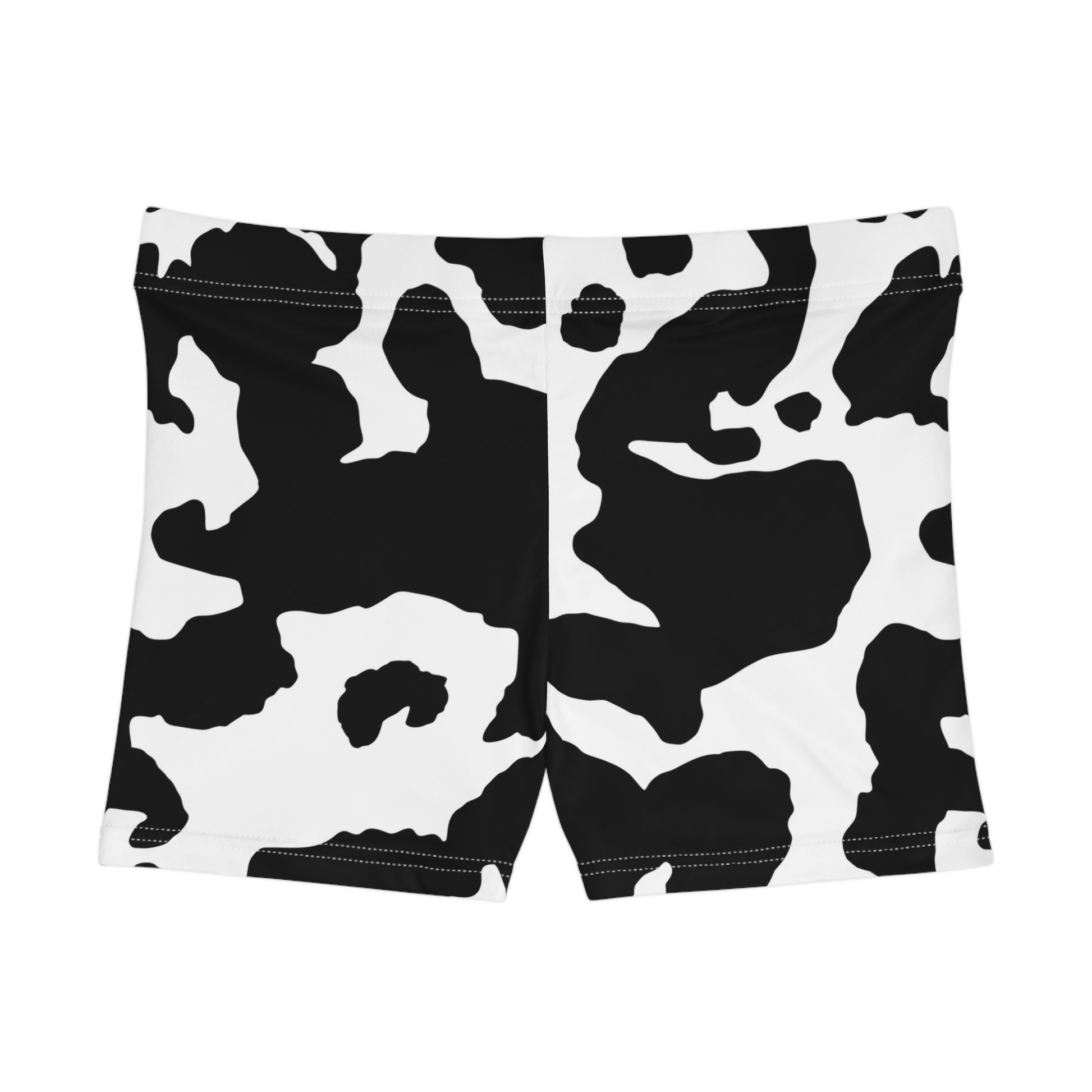 Women's Camo Shorts | Tight Fit | Black & White Cow Print Camo Colors