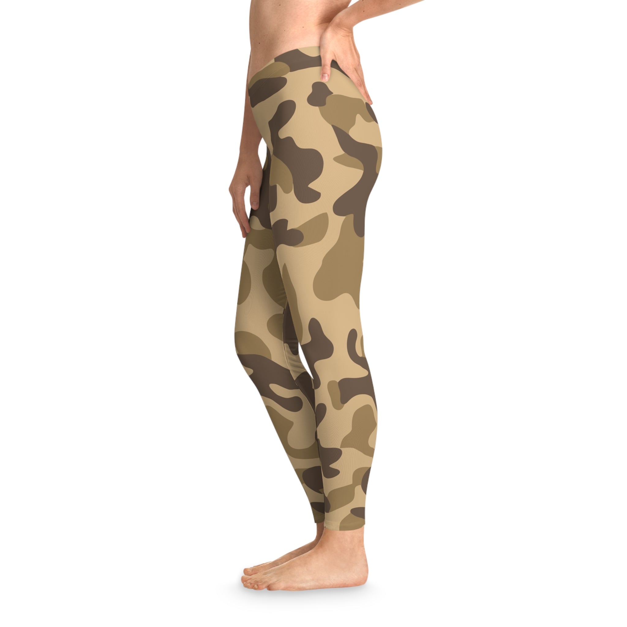 Khaki Camo Leggings For Women | Mid Waist Fit Camo Colors