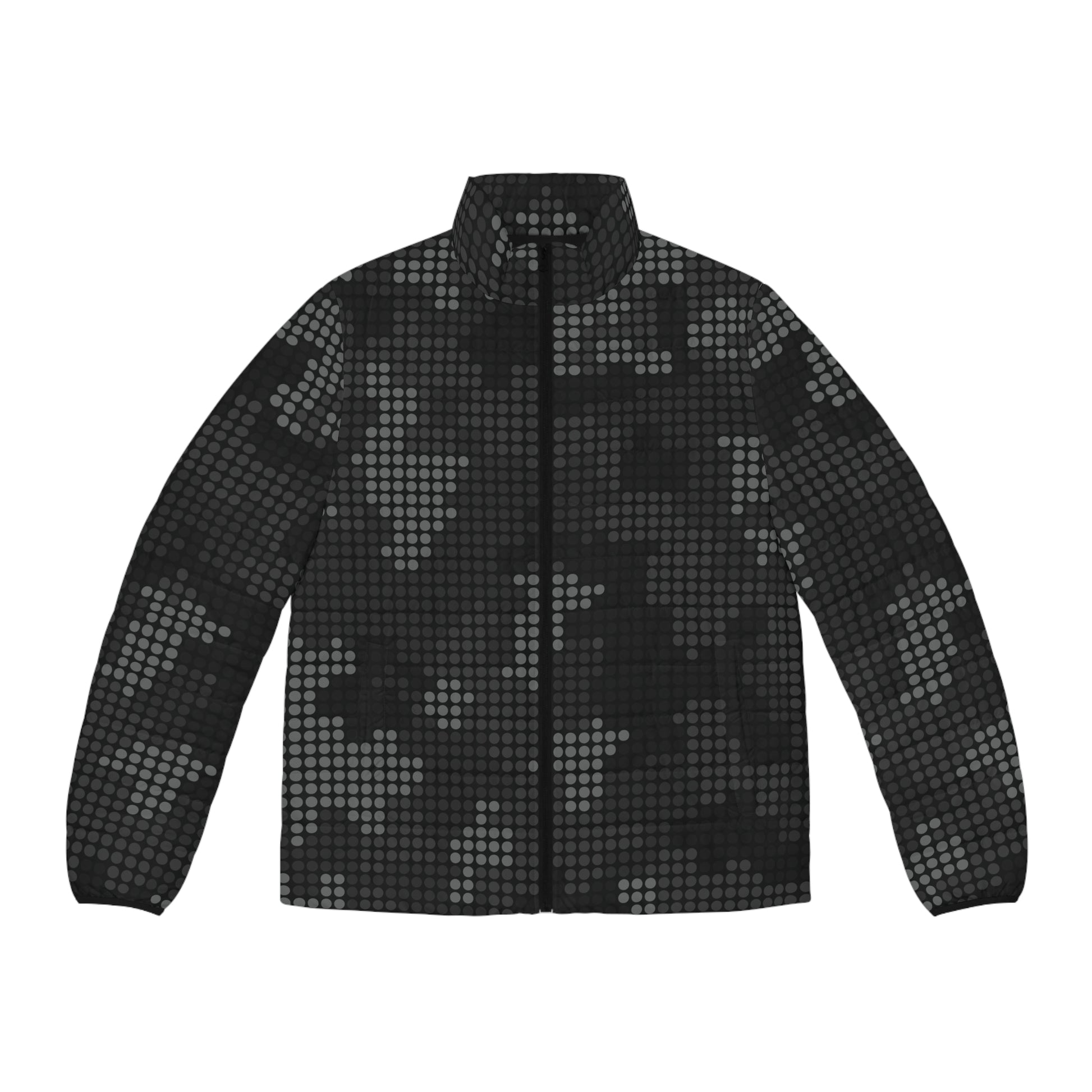 Black Camo Puffer Jacket For Men | Stylish Pixel Camouflage Camo Colors