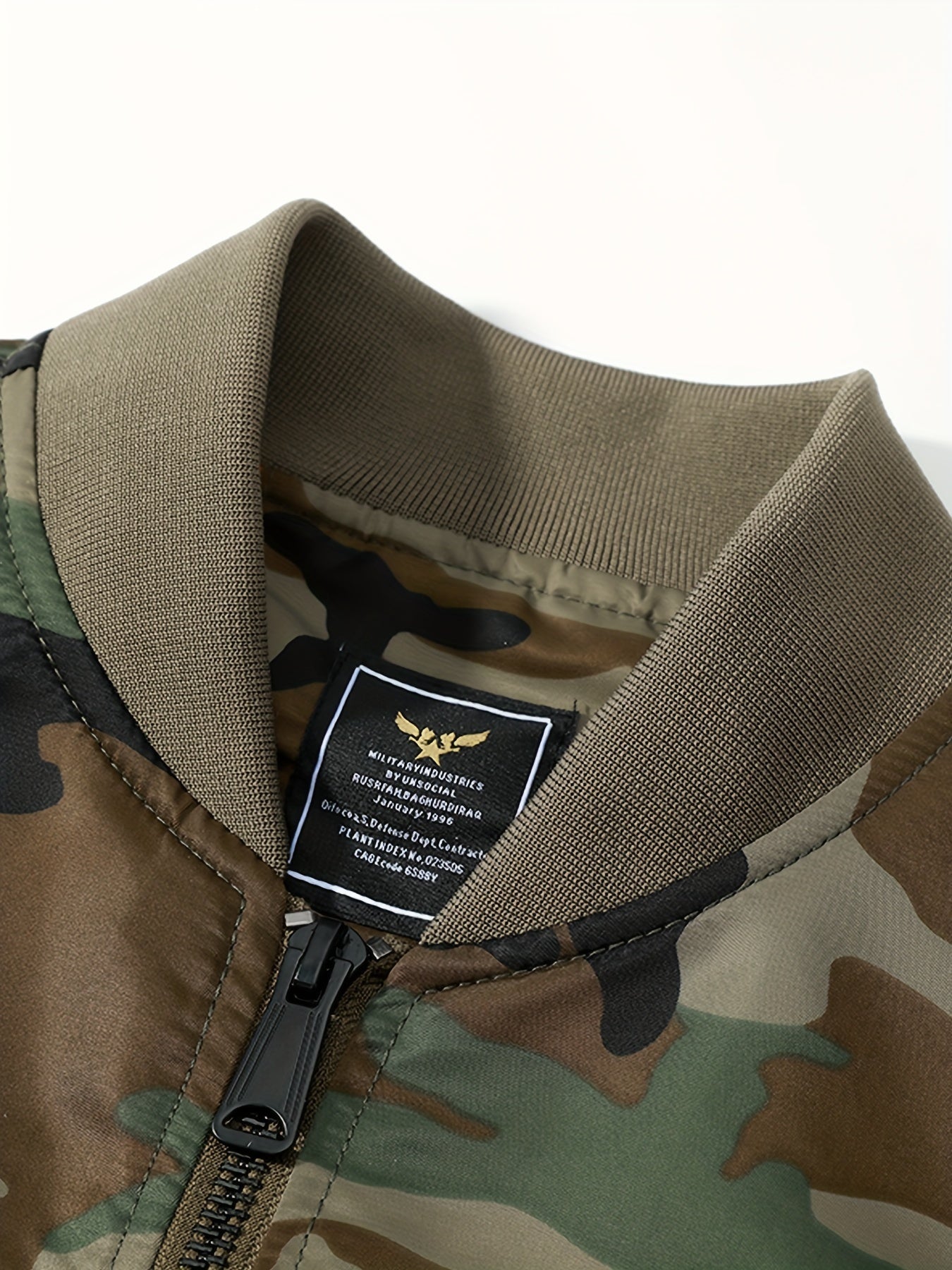 Men's Casual Zip Bomber Jacket: Camo Print for Spring/Fall Camo Colors
