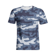 Cotton T-shirt | Blue and White Camouflage Jeans Pattern Camo Colors
