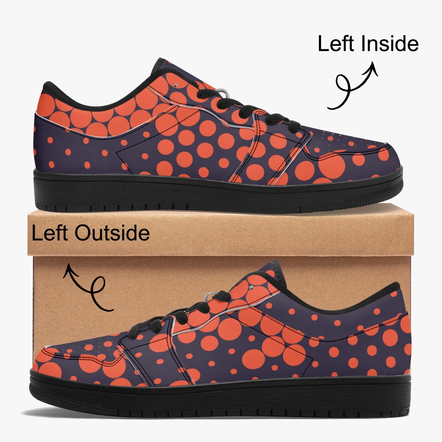 Camo Sneakers | Orange Blue Low-Top Leather Shoes Camo Colors