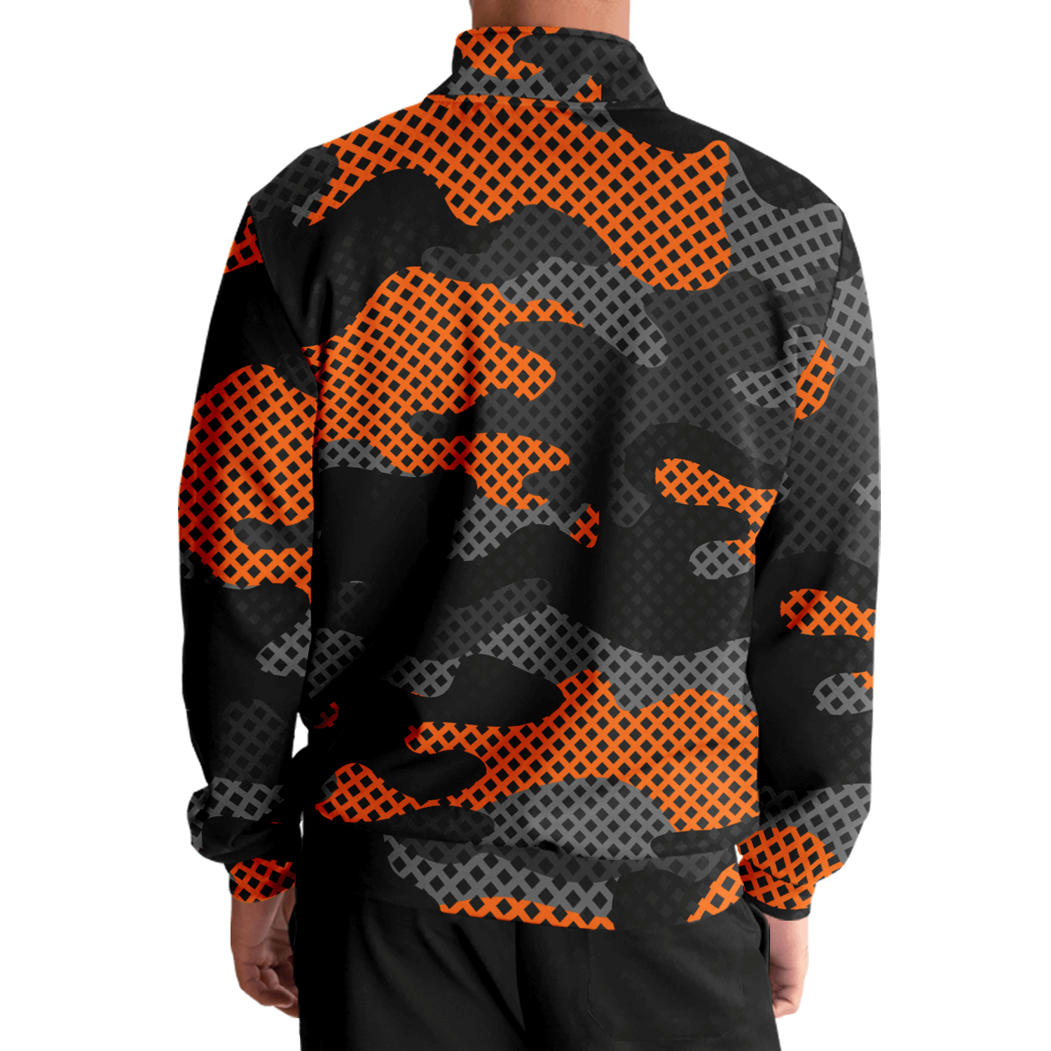 Camo Track Jacket | Orange & Black Pixel Camouflage Camo Colors