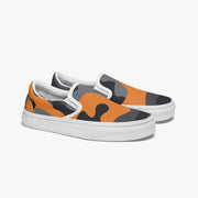 Camo Slip-On Shoes | Orange, Black and Gray Camouflage Camo Colors