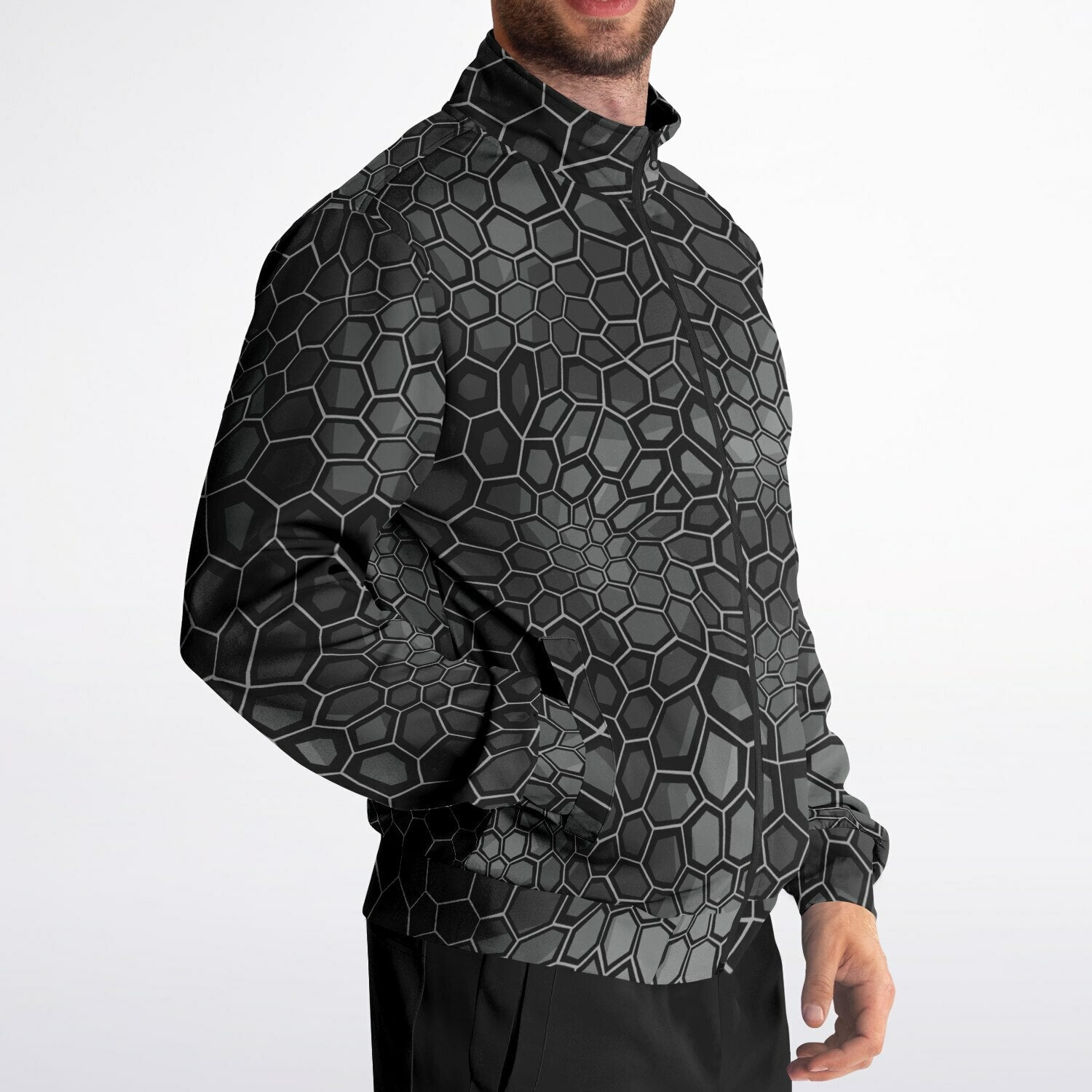 Black Track Jacket | Digital Snake Print | Camo Colors