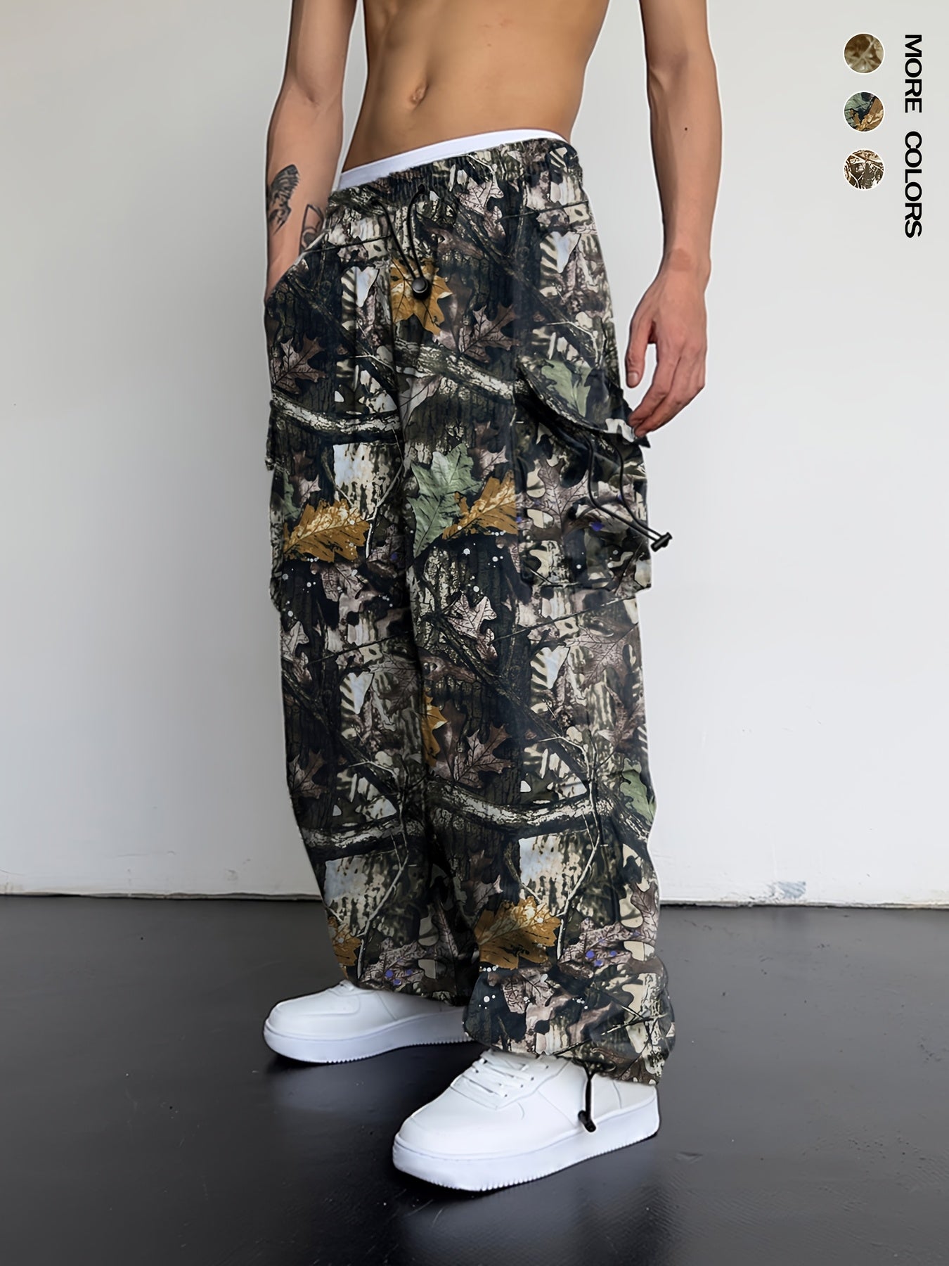 Men's Camo Cargo Pants with Multi-Pocket | Loose Fit Camo Colors
