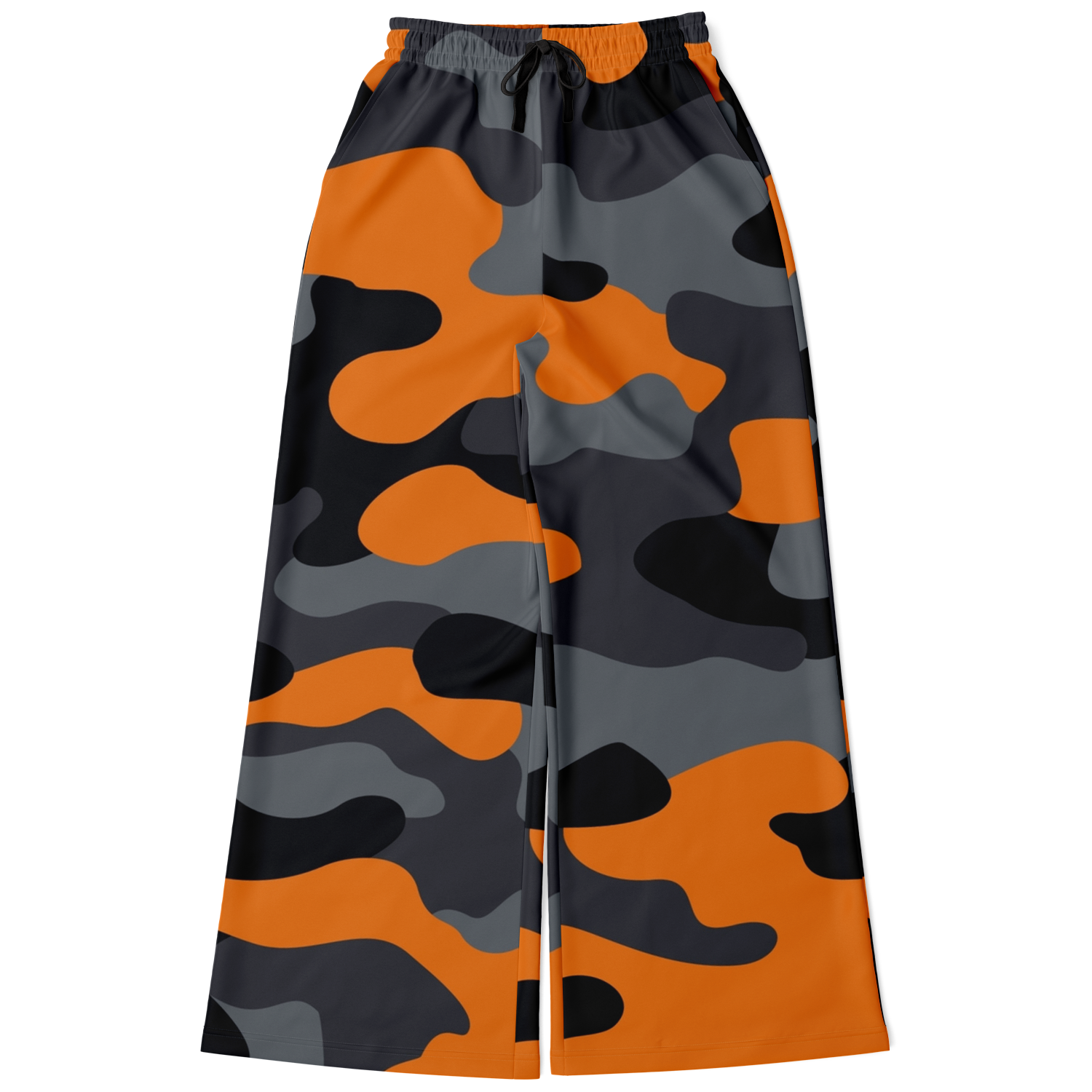 Camo Wide Leg Pants | Orange, Gray & Black Camouflage Camo Colors