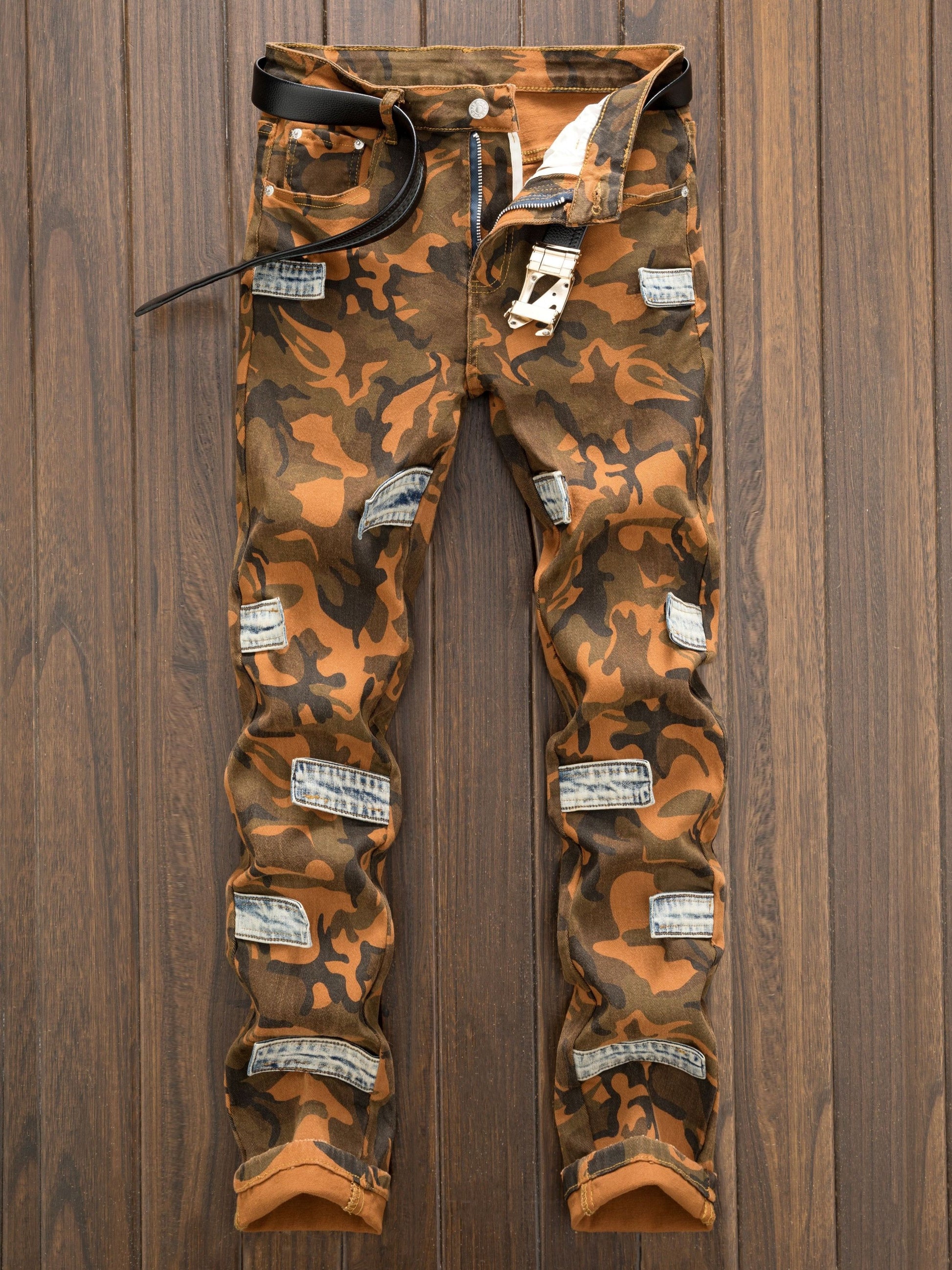 Men's Camo Jeans: Micro Elastic, Multi-Pocket, Straight Fit Camo Colors