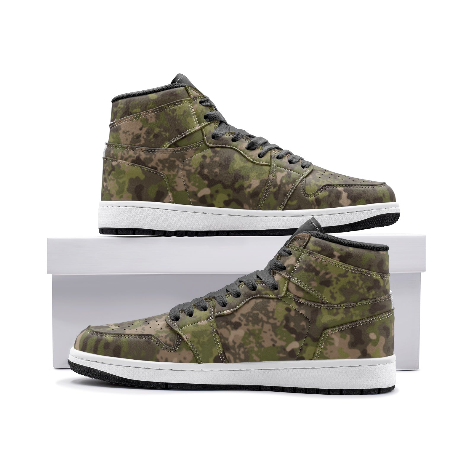 Hunting Brown Camo Sneakers AJ 1 | High Top Leather Camo Colors
