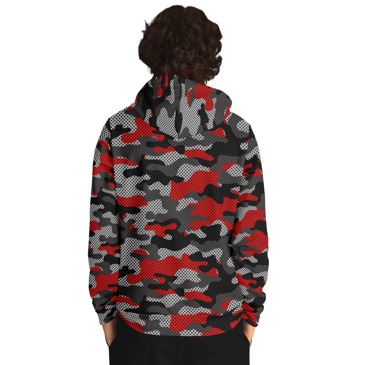 Red Camo Hoodie | Black and Gray Pixel Camouflage Camo Colors