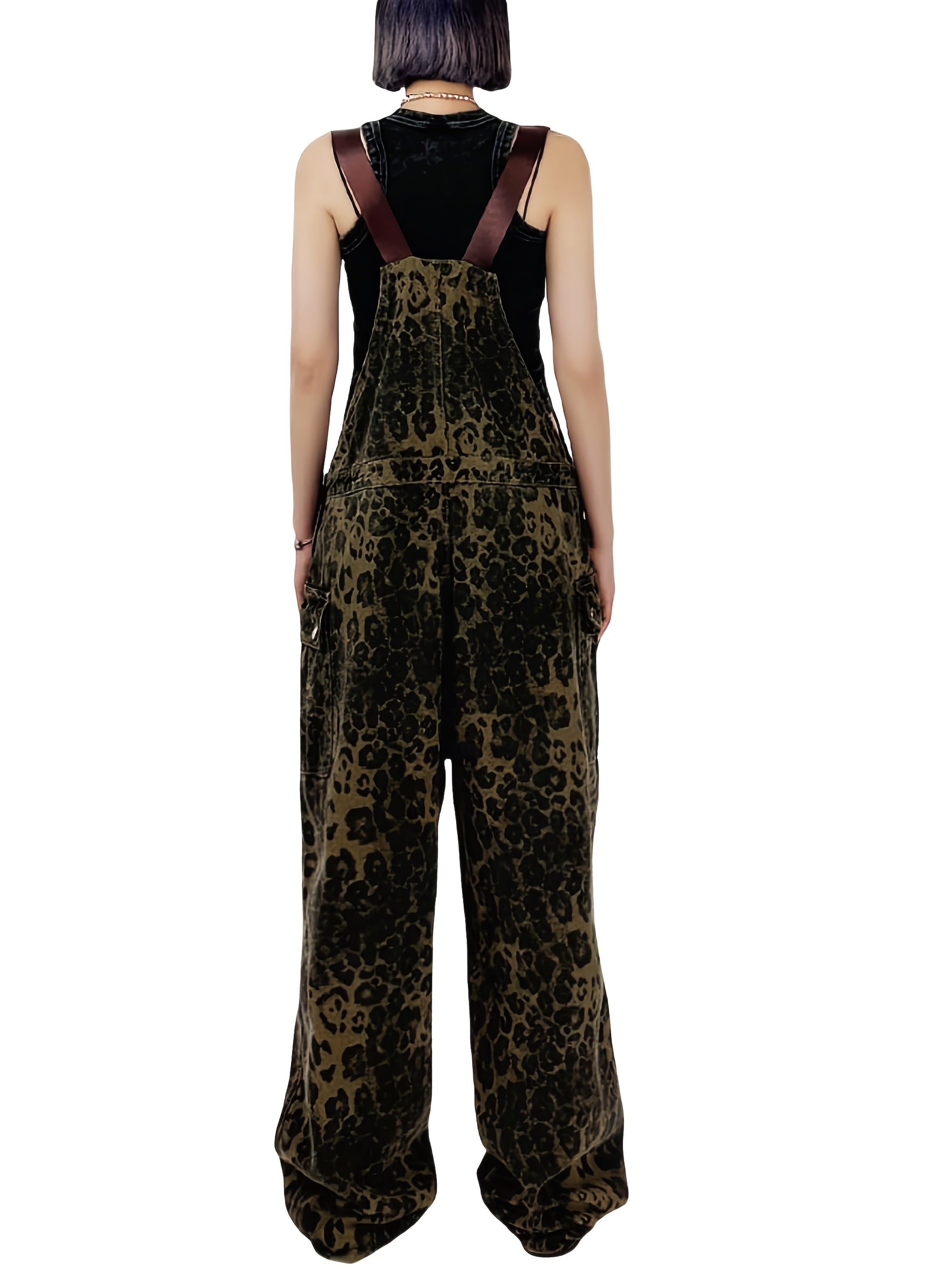 Women's Vintage Y2K Leopard Print Jumpsuit Camo Colors