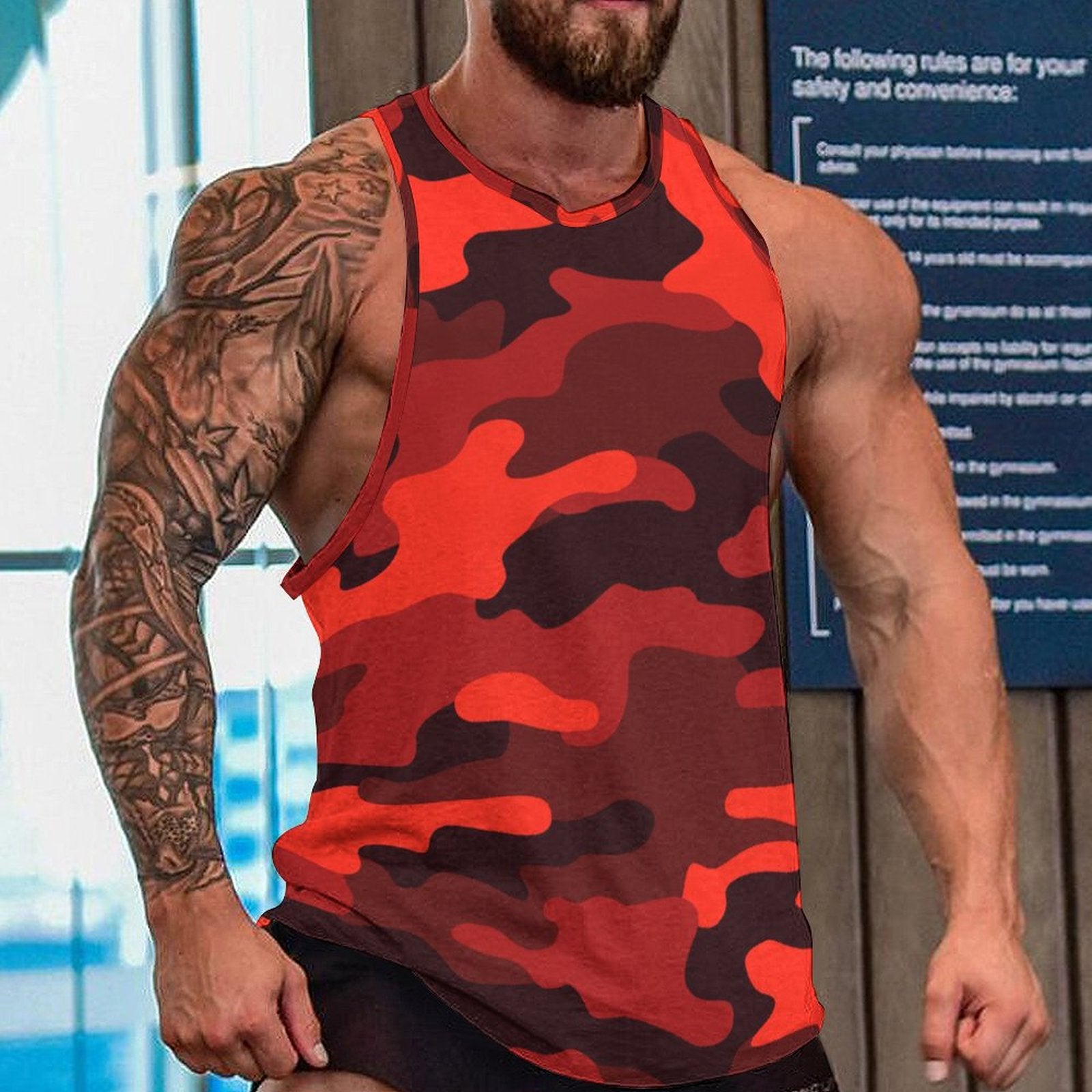 Camo Tank Top | Scarlet Red & Black Camouflage Camo Colors