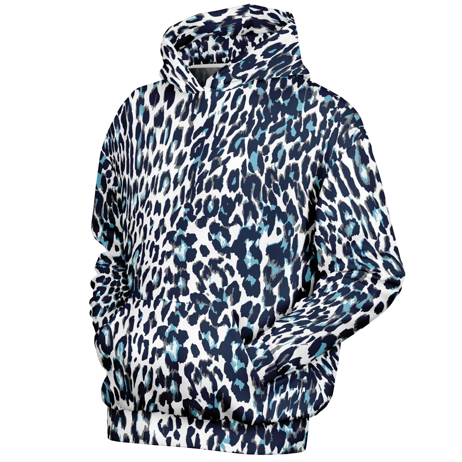 Oversized Leopard Hoodie – Blue and White | Camo Colors