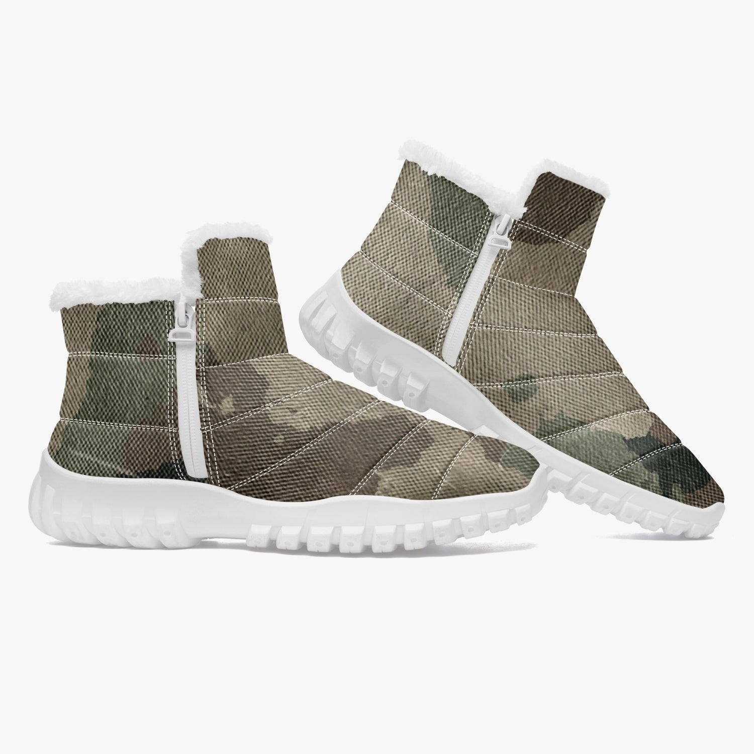 Camo Boots | Cotton-pad Fur Zipper Up | Dirty Brown Camo Colors