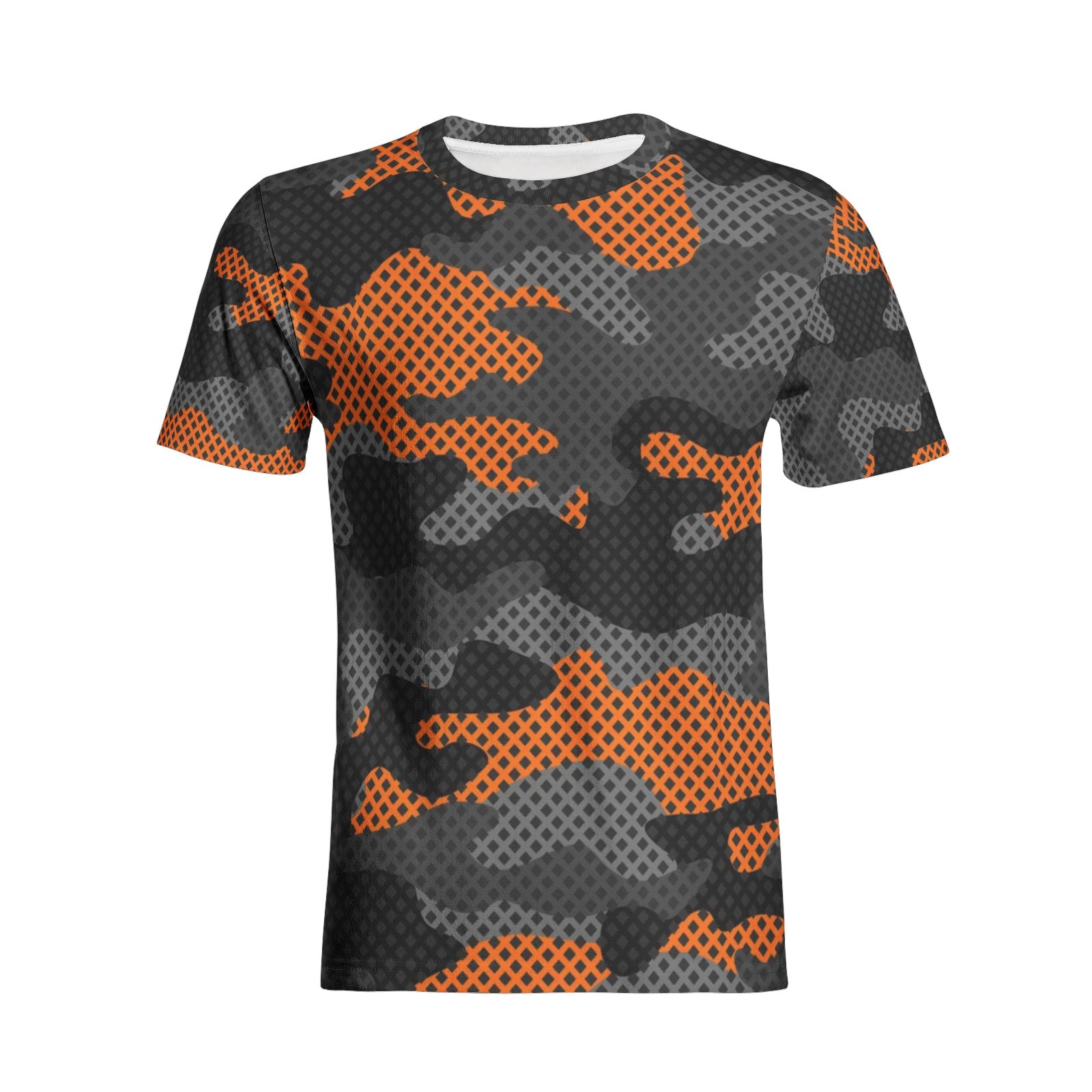 Camo T-shirt | Cotton | Unisex | Orange and Black Pixel Camo Colors