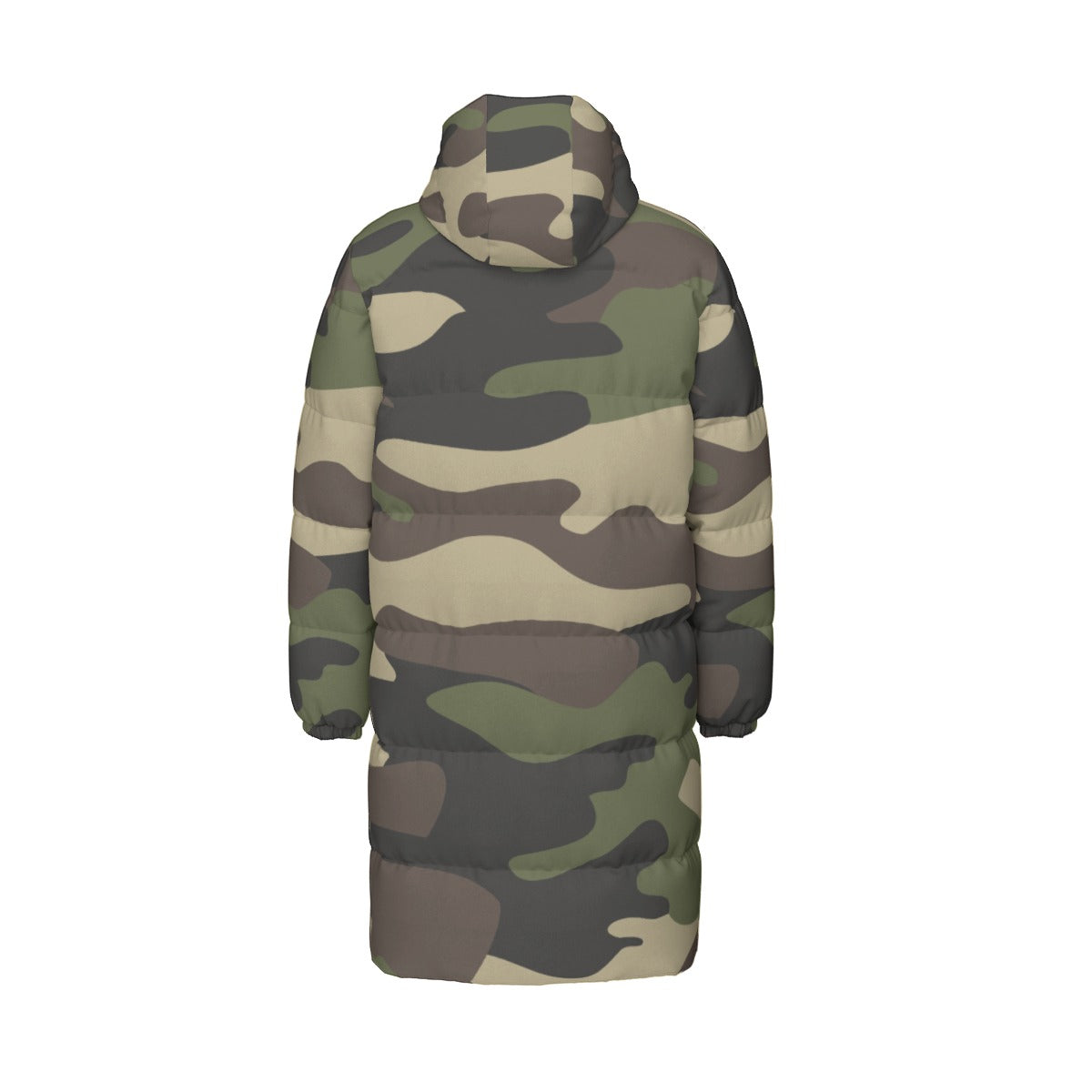Long Puffer Coat | Unisex | Classic Green Camouflage Camo Colors