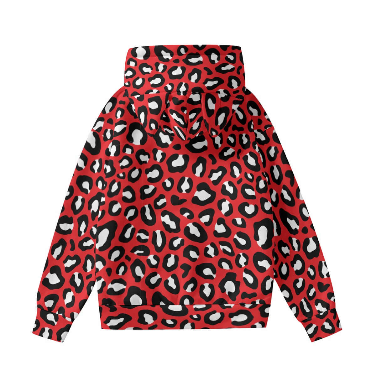 Leopard Hoodie With Cat's Ears | Red, Black and White Camo Colors