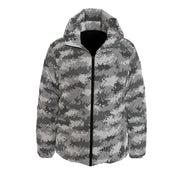 Gray Down Jacket | Pixel Camo Hooded Puffer Camo Colors