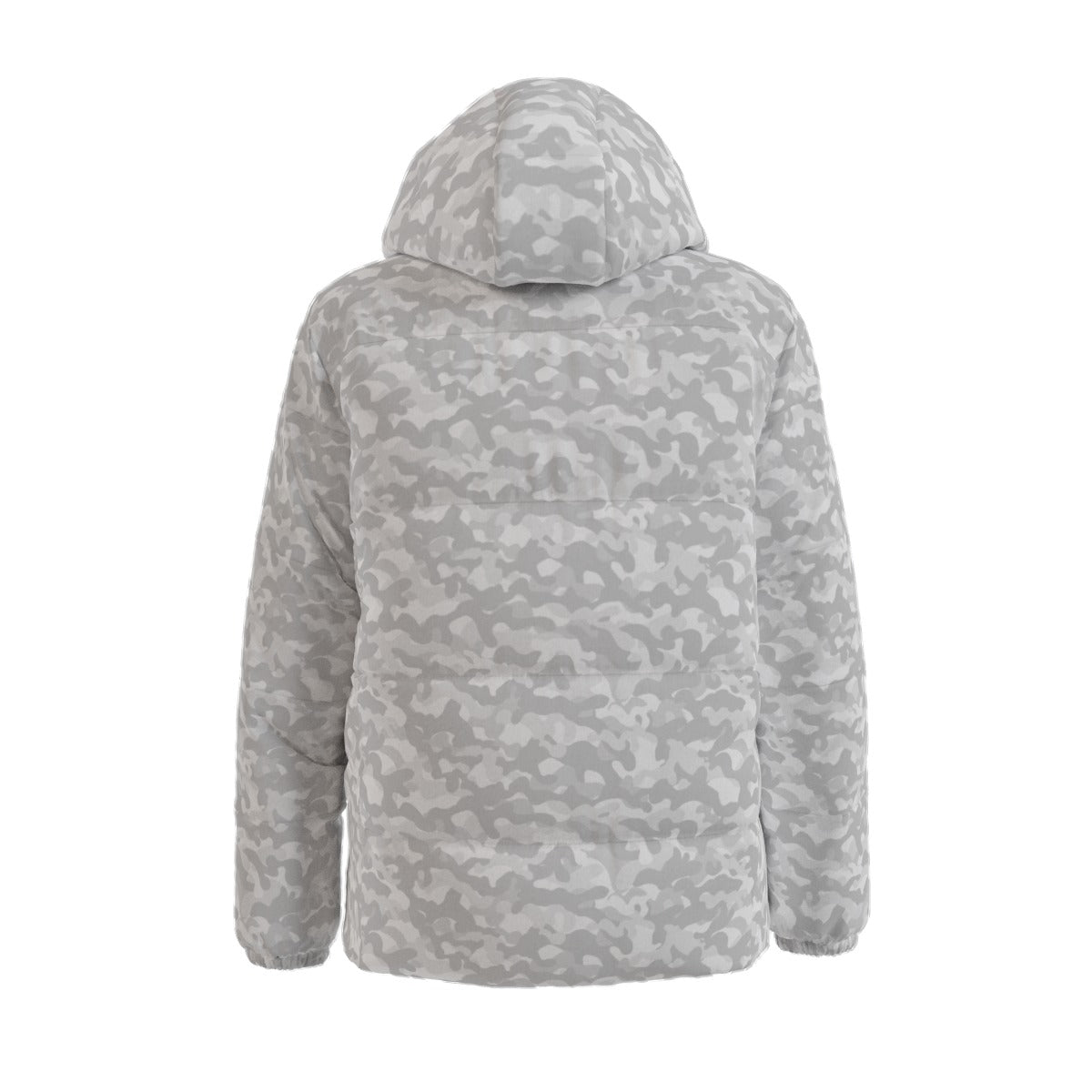 White Camo Down Jacket | Mixed Gray Camouflage Hooded Puffer Camo Colors