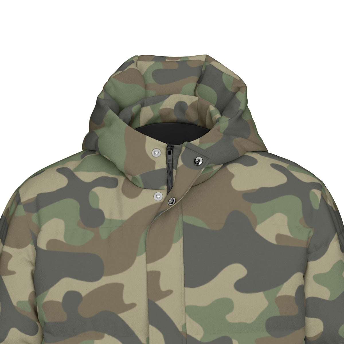 Long Puffer Coat | Unisex | Military Brown Camouflage Camo Colors