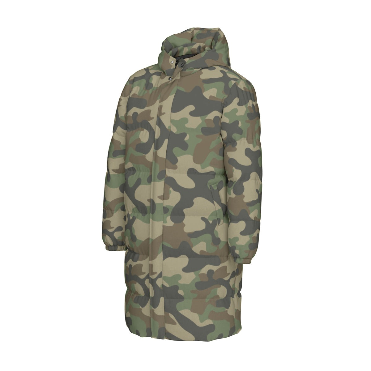 Long Puffer Coat | Unisex | Military Brown Camouflage Camo Colors