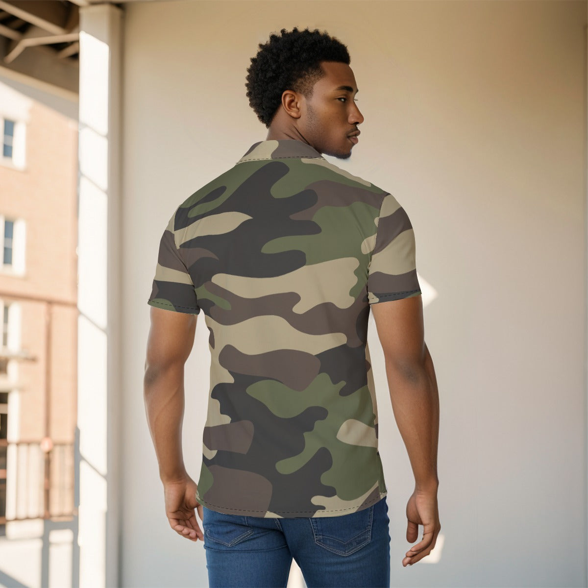 Men's Button-Up Shirt | Classic Green Camo Print Camo Colors