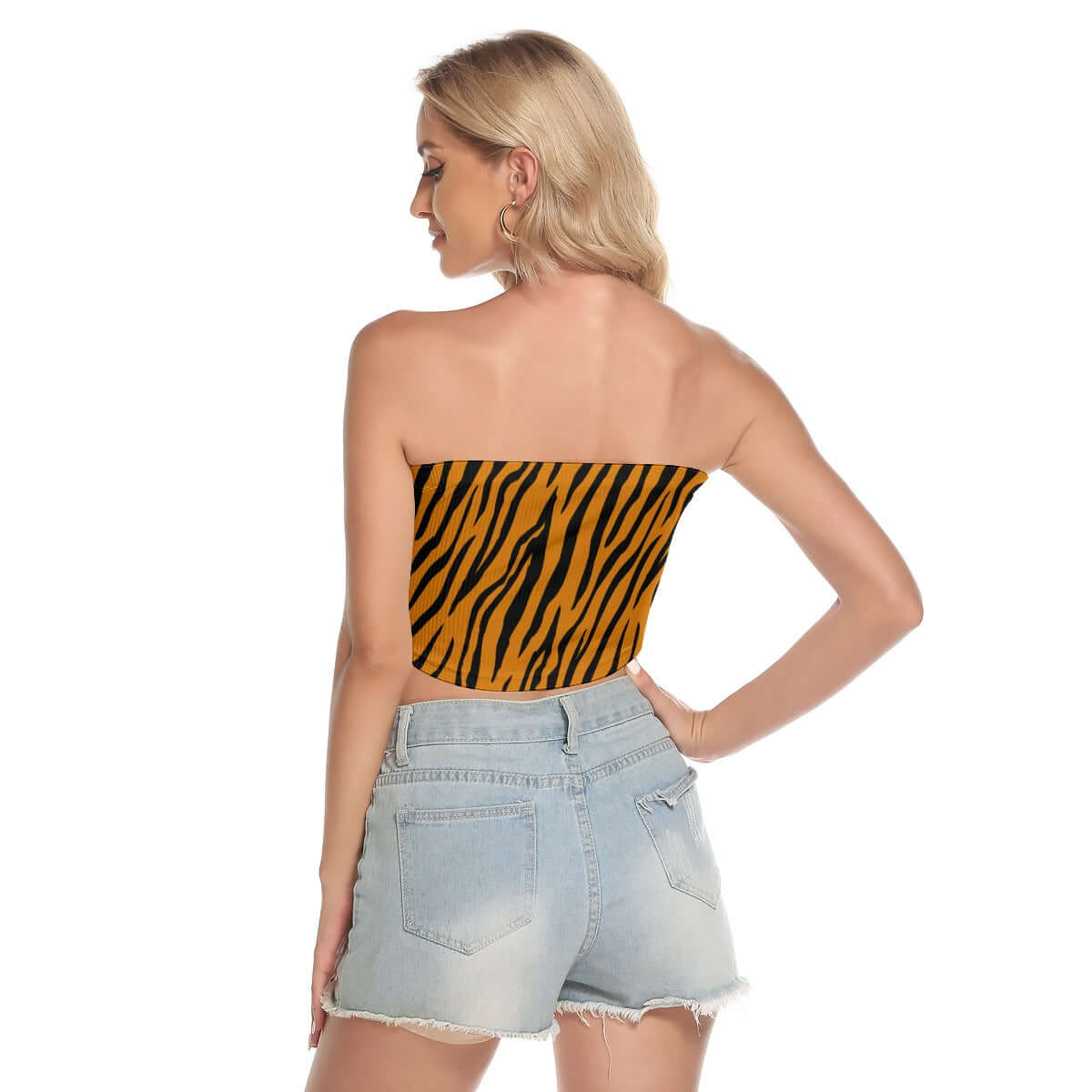 Tiger Tube Top | Orange and Black Strapless Camo Colors