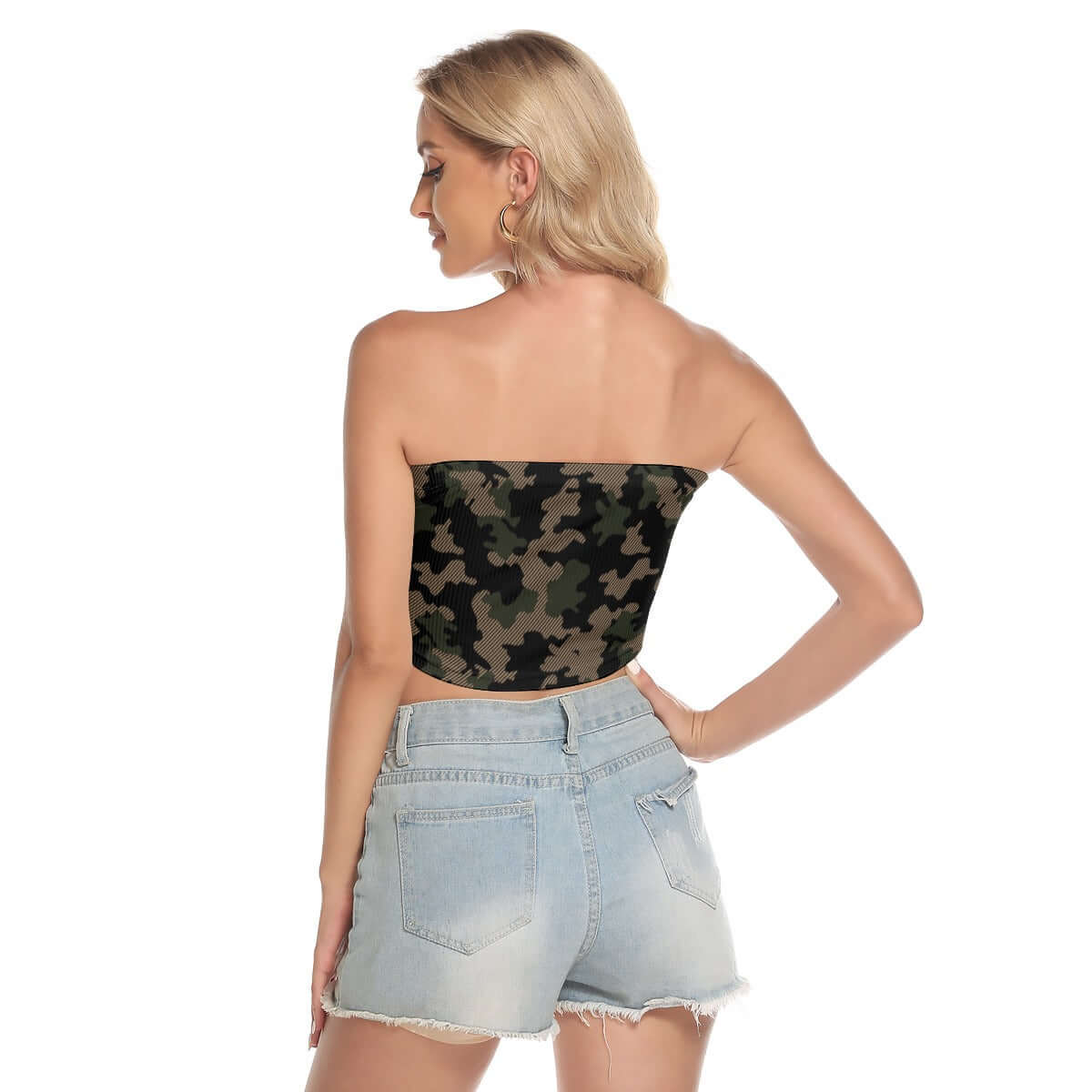 Green Tube Top | Military Camouflage Strapless Camo Colors