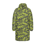 Long Puffer Coat | Unisex | Green Dotted Camouflage Camo Colors