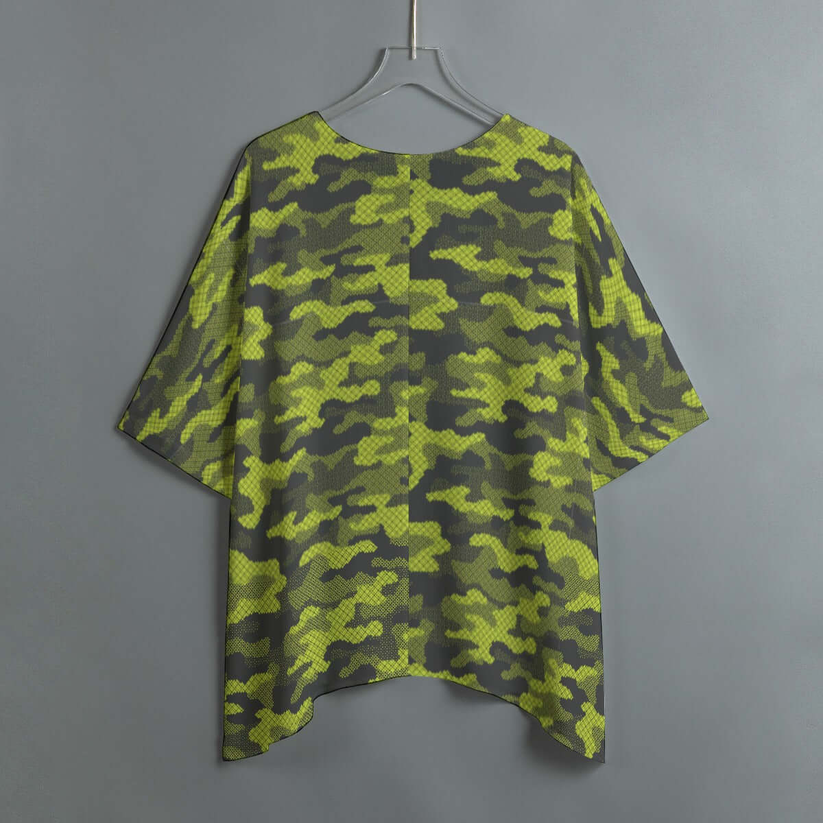 Bat Sleeve Shirt | Green Dotted Camo Print Camo Colors