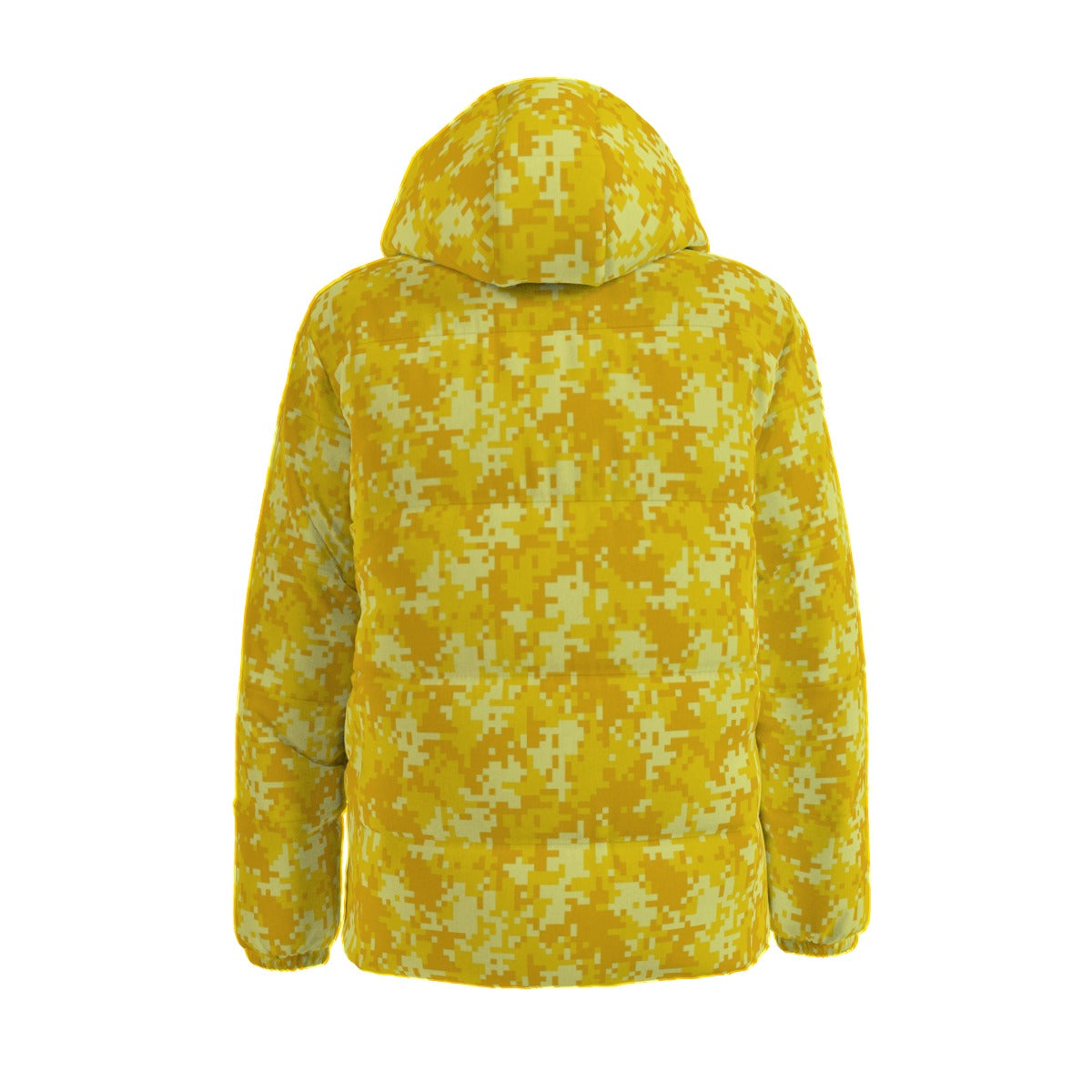 Yellow Down Jacket | Pixel Camo Hooded Puffer style Camo Colors