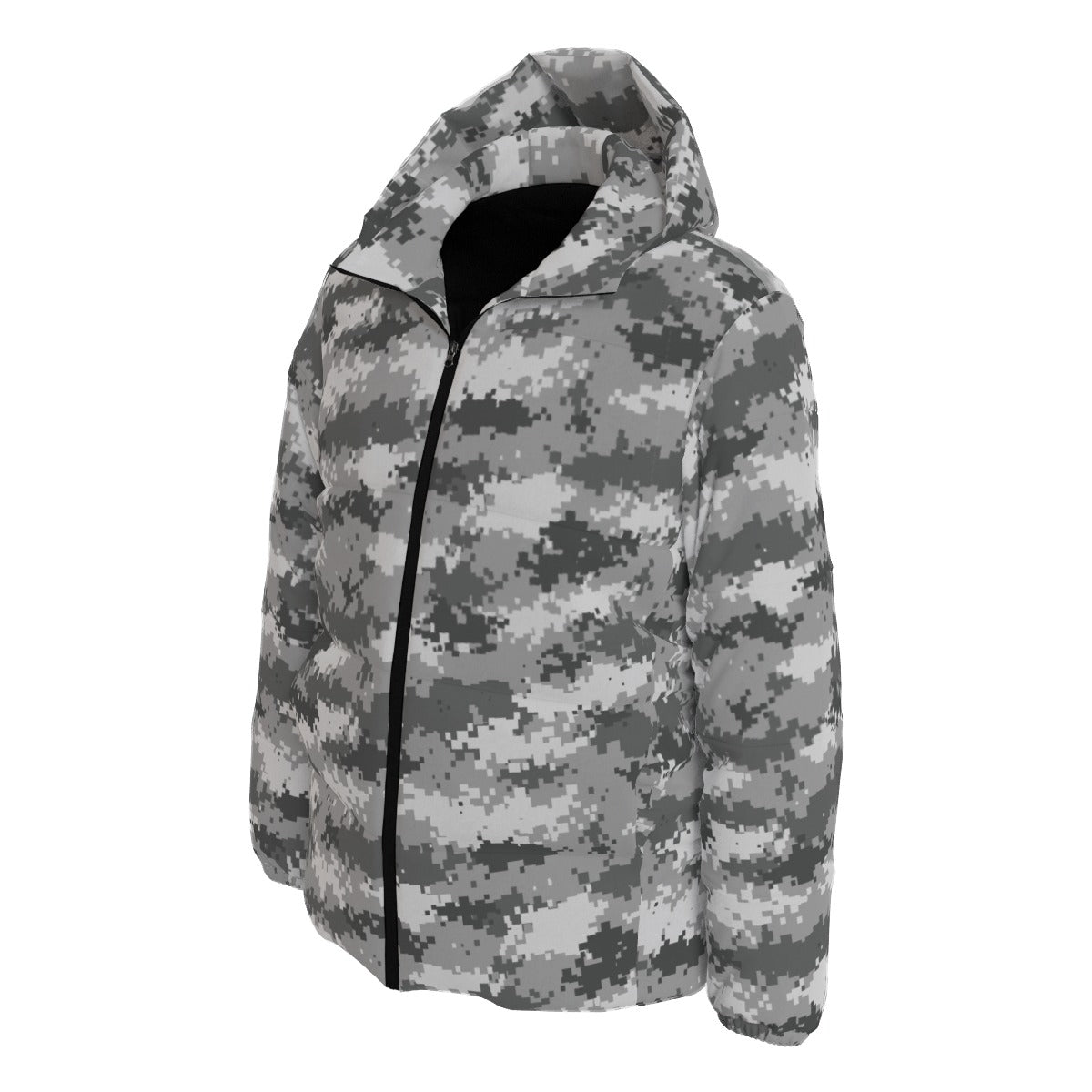 Gray Down Jacket | Pixel Camo Hooded Puffer Camo Colors