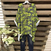Bat Sleeve Shirt | Green Dotted Camo Print Camo Colors