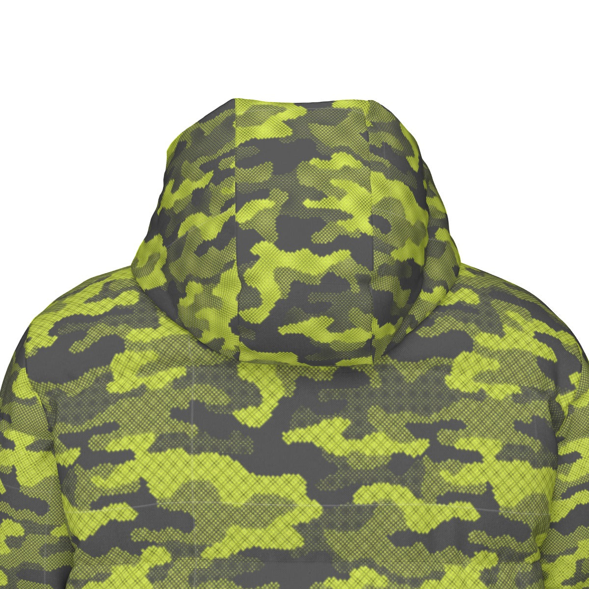 Long Puffer Coat | Unisex | Green Dotted Camouflage Camo Colors