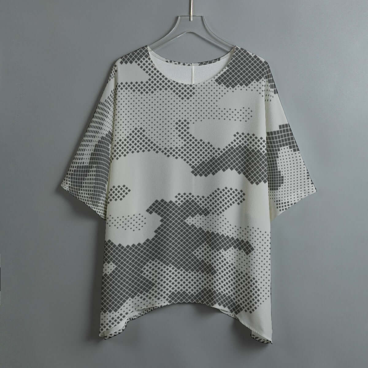 Bat Sleeve Shirt | Digital Gray Camo Print Camo Colors