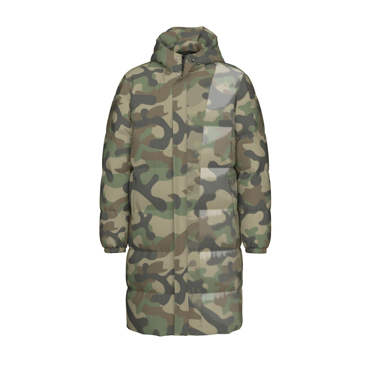 Long Puffer Coat | Unisex | Military Brown Camouflage Camo Colors