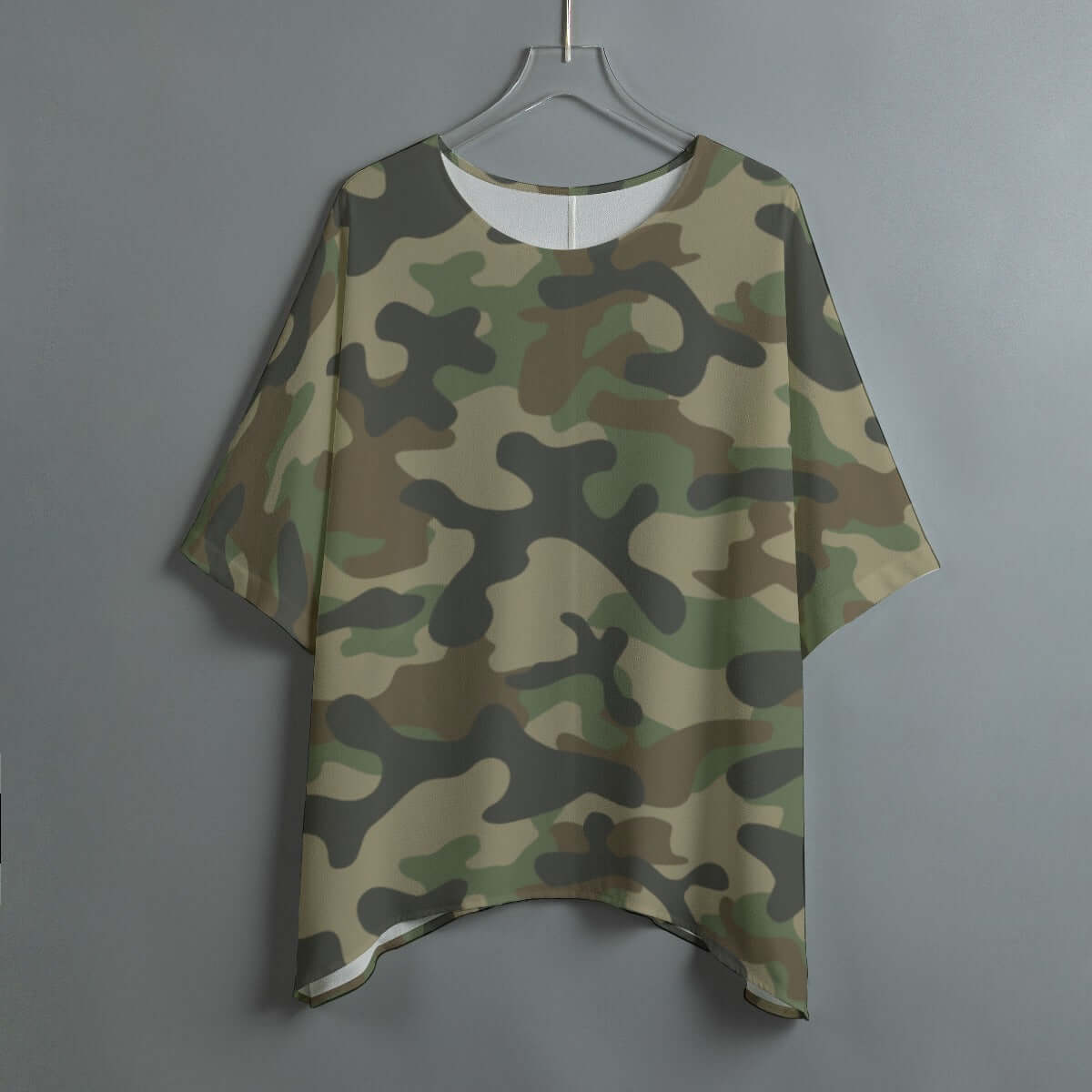 Bat Sleeve Shirt | Military Brown Camo Print Camo Colors