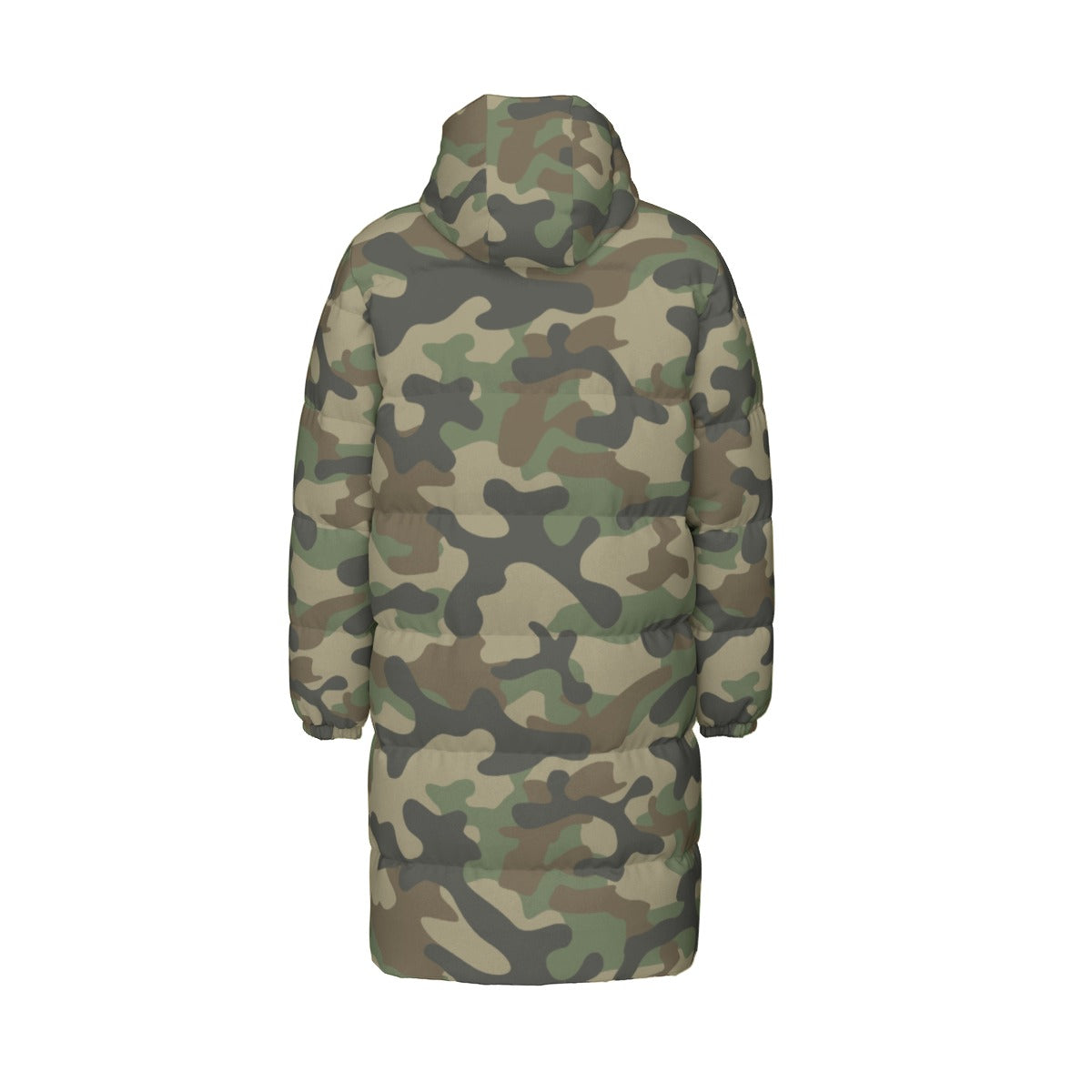 Long Puffer Coat | Unisex | Military Brown Camouflage Camo Colors