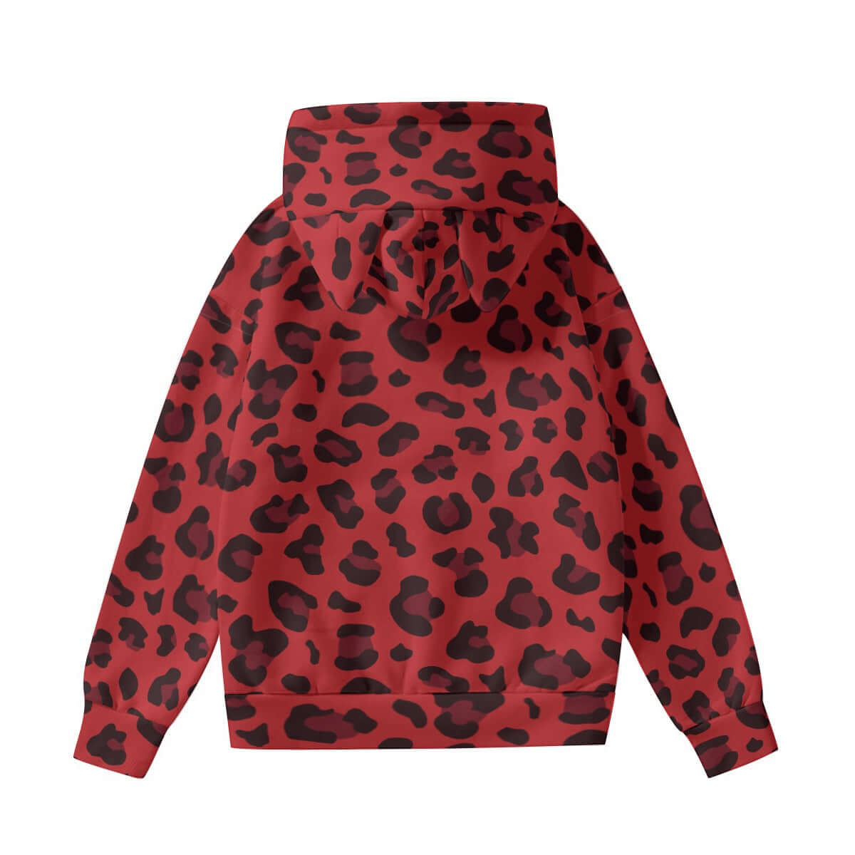 Leopard Hoodie With Cat's Ears | Red and Black Camo Colors