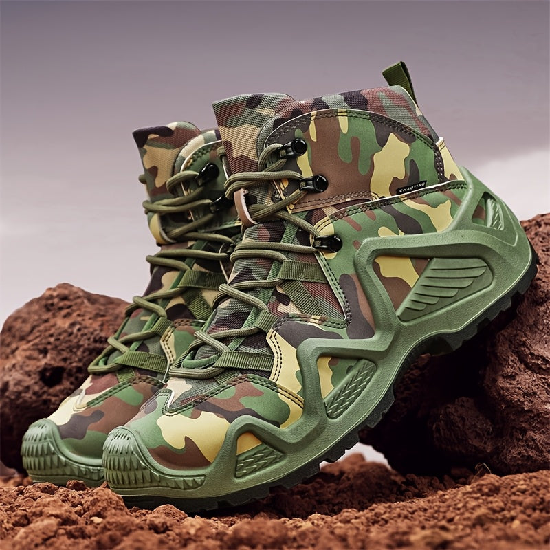 Men’s Comfy High Top Lace-Up Camouflage Walking Shoes Camo Colors