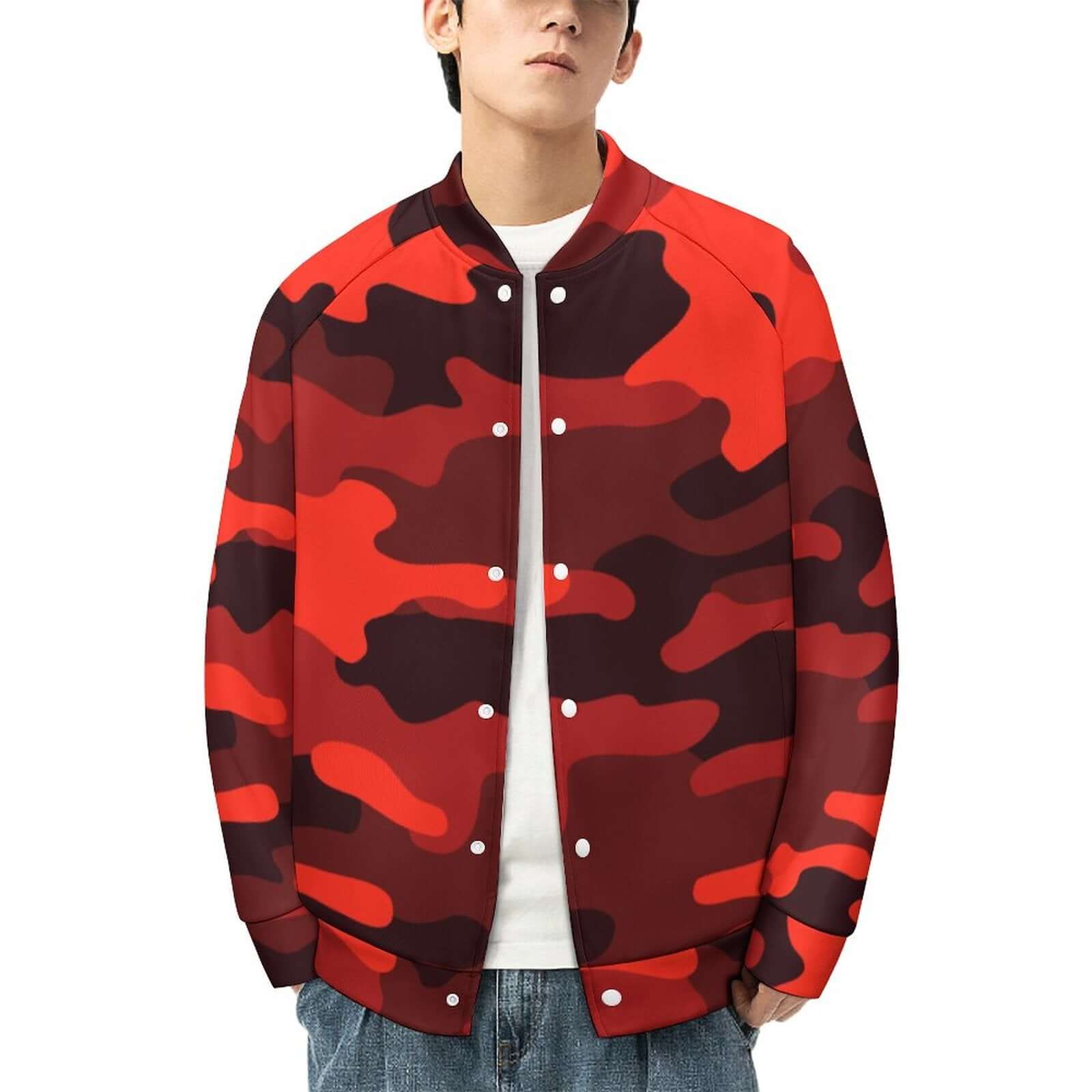 Men's Camo Jacket | Scarlet Red & Black Camouflage Camo Colors