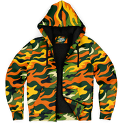 Tiger Flames Zip Hoodie | Cozy Microfleece in Orange Camo Camo Colors