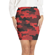 Red Camo Skirt | Elastic Waist Bodycon | Pixel Camouflage Camo Colors