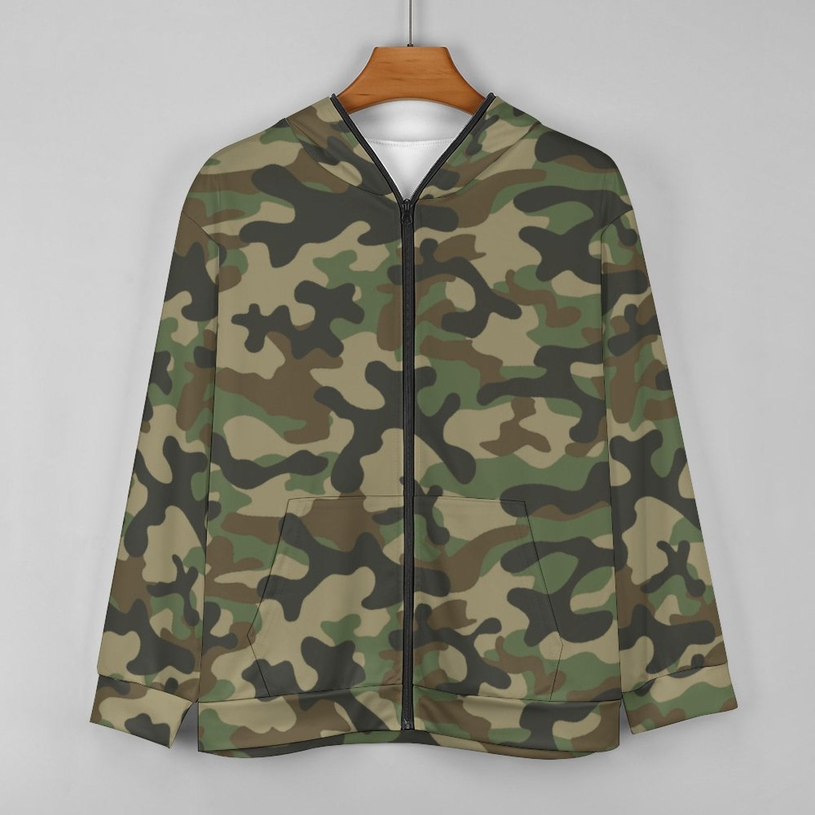 Zip Camo Hoodie | Military Brown Camouflage style Camo Colors