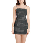 Camo Mini Dress | Spaghetti Strap | Black Camo Colors